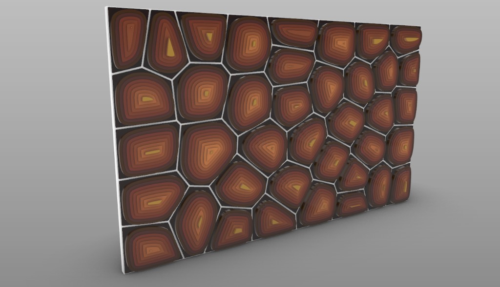 Angled pigment-mapped panel
