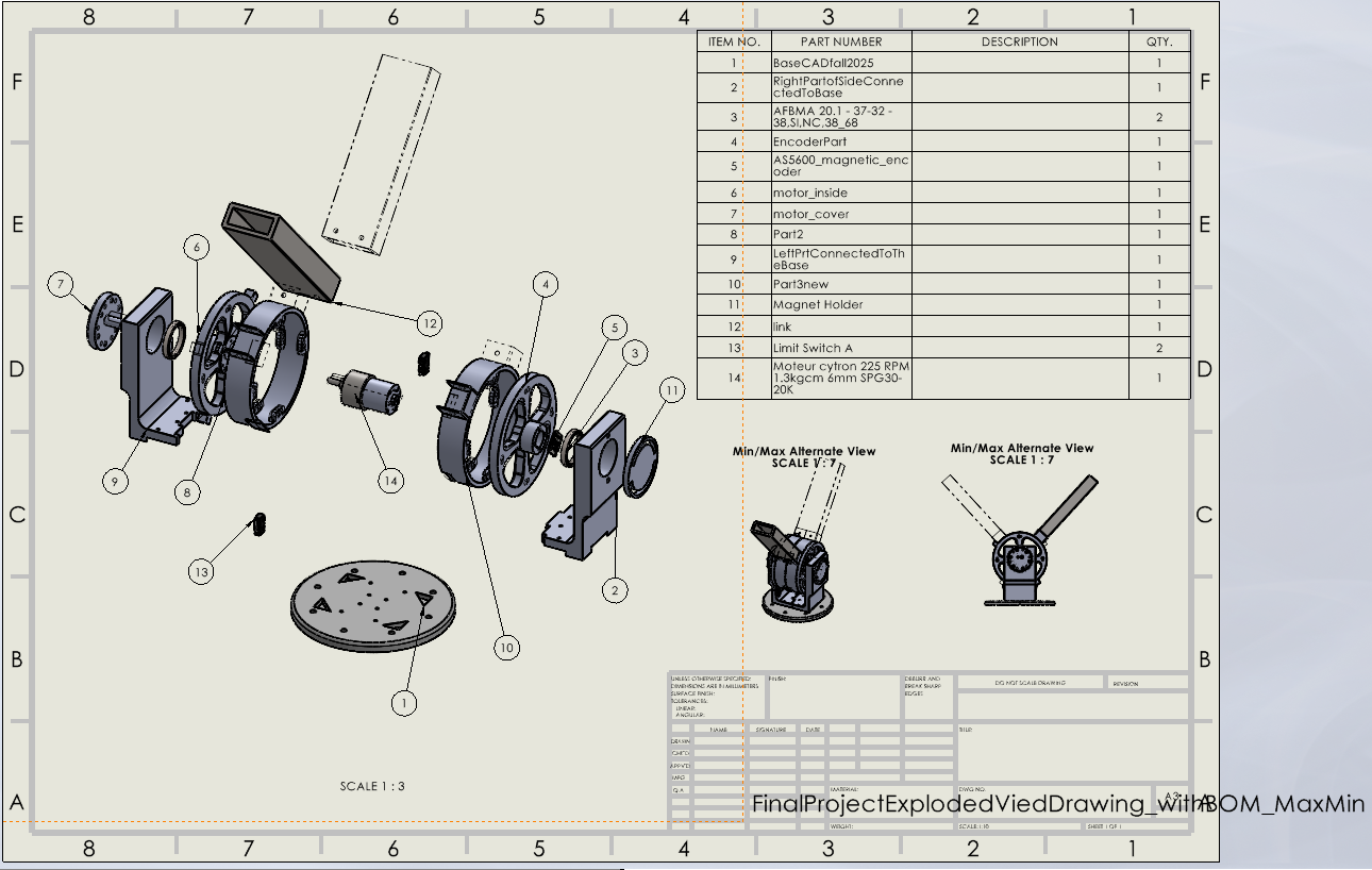Exploded assembly drawing with bill of materials